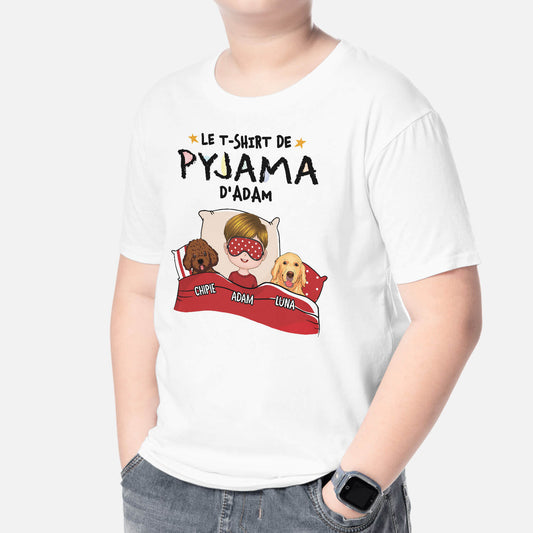 1529AFR2 t shirt de pyjama danna avec chien pour enfant personnalise