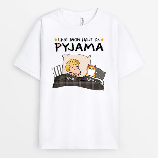 1530AFR2 t shirt cest mon t shirt de pyjama avec chat personnalise