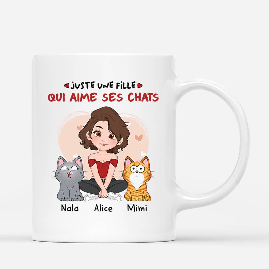 1537MFR1 mug juste une femme qui aime ses chats personnalise