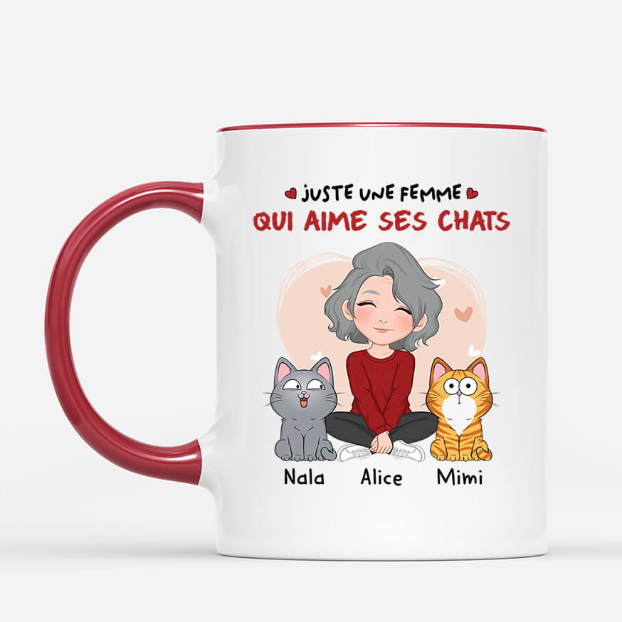 1537MFR2 mug juste une femme qui aime ses chats personnalise