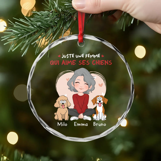 1537PFR2 ornement en verre personnalise juste une fille qui aime ses chiens 1537pkv8c