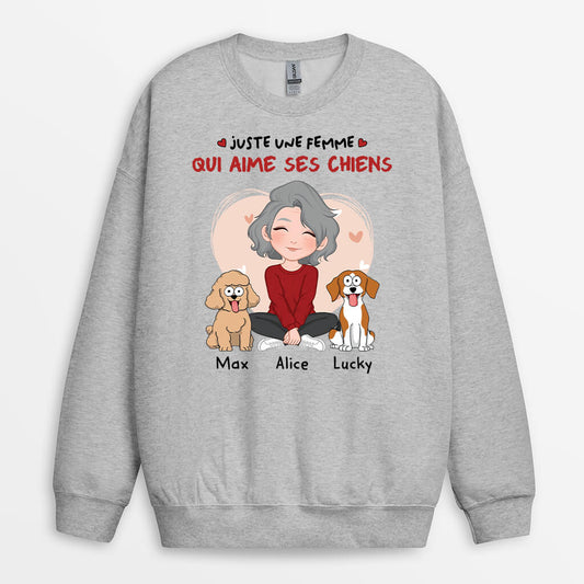 1537WFR1 sweat shirt juste une fille qui aime ses chiens personnalise