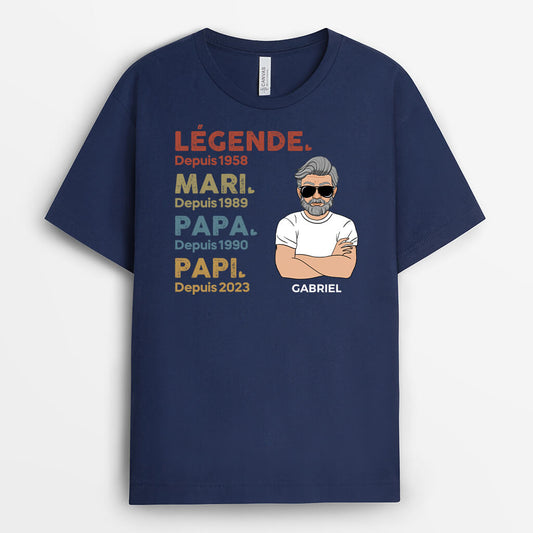 1550AFR1 t shirt legende_ mari_ papa et papy personnalise
