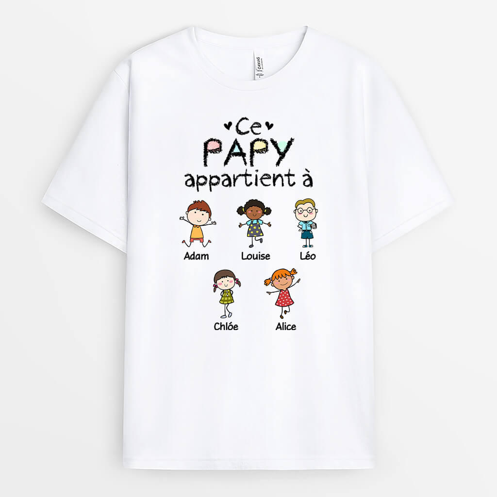 1555AFR1 t shirt ce papa papy appartient a version baguette personnalise