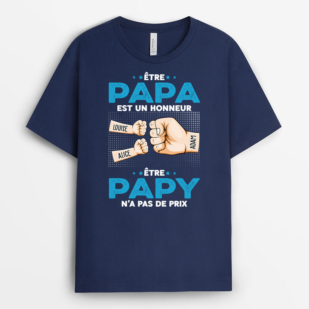 1603AFR2 t shirt etre papa papy est un honneur personnalise