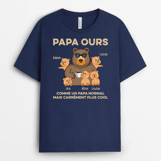 1605AFR1 t shirt papa ours comme un papa normal mais plus genial personnalise