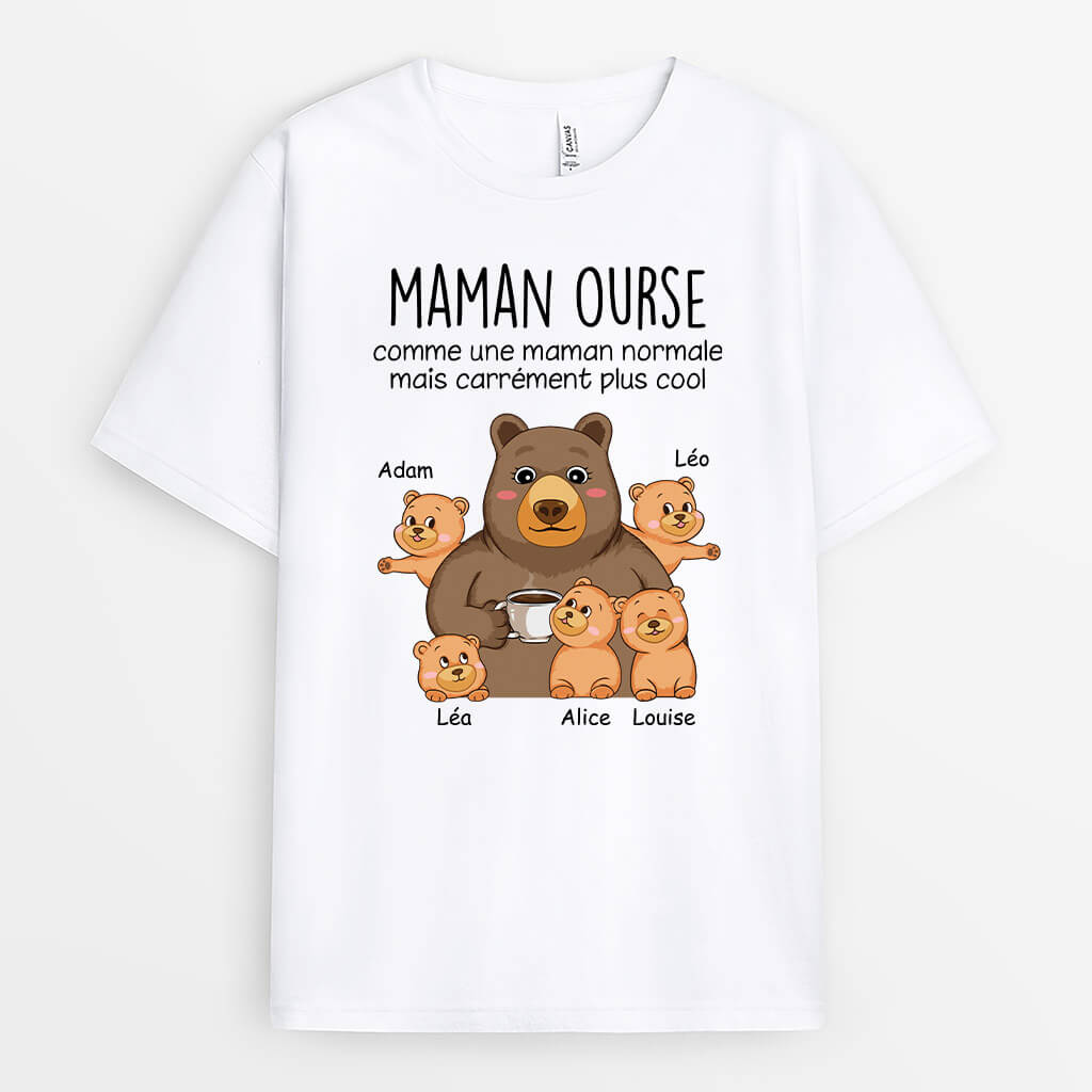 1612AFR1 t shirt mamie ourse est une mamie normale mais plus geniale personnalise