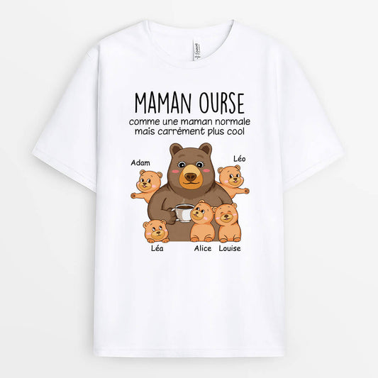 1612AFR1 t shirt mamie ourse est une mamie normale mais plus geniale personnalise