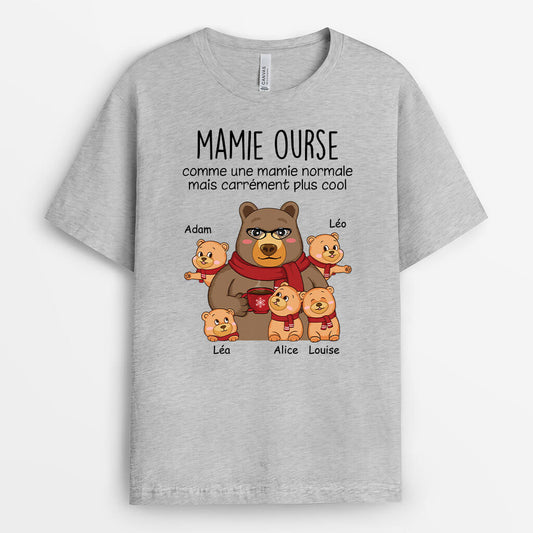 1612AFR2 t shirt mamie ourse est une mamie normale mais plus geniale personnalise