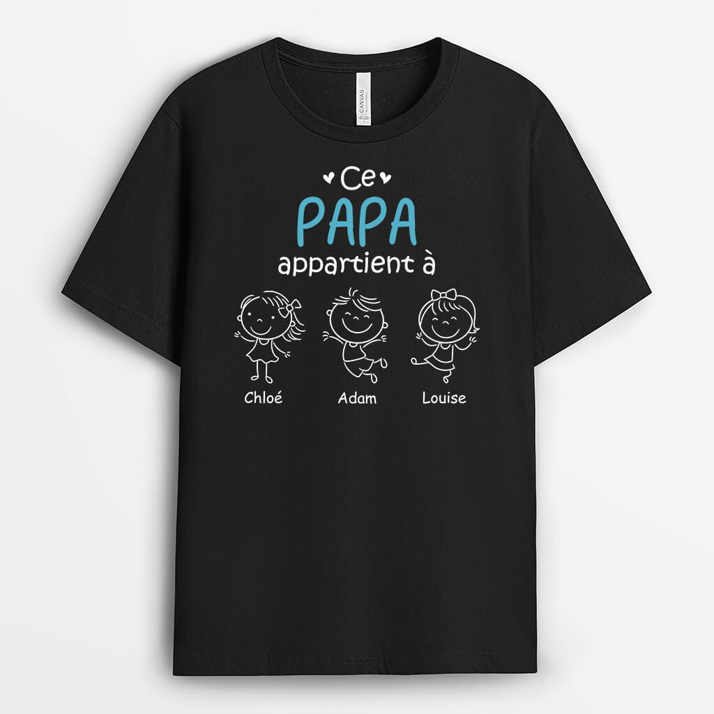 1617AFR2 t shirt ce papy appartient a noir et blanc personnalise