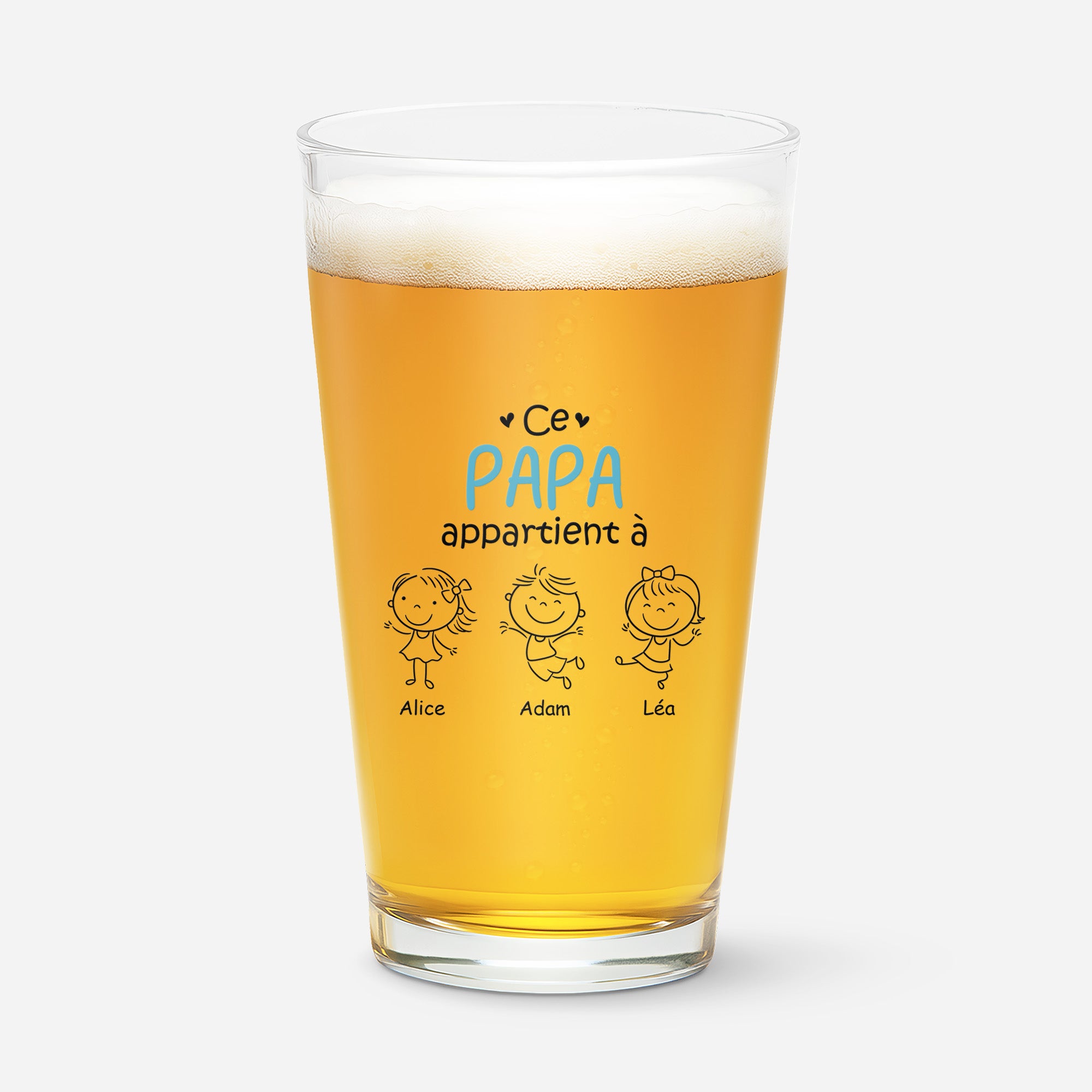1617IFR1 verre a biere personnalise ce papa appartient a ses petits enfants dessins ludiques 1617itq8b