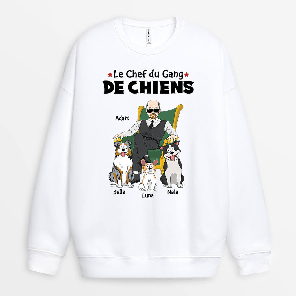 1625WFR1 sweat shirt chef de la bande de chiens personnalise