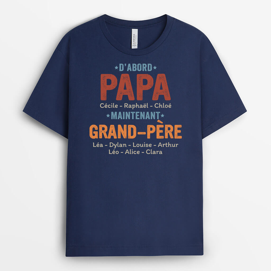 1627AFR1 t shirt avant papa maintenant grand pere personnalise