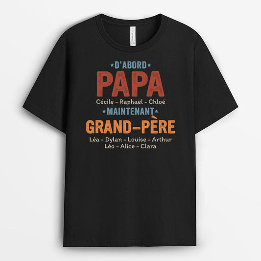 1627AFR2 t shirt avant papa maintenant grand pere personnalise