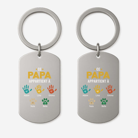 1628JFR1 porte cle aluminium personnalise ce papa appartient a empreintes colorees 1628jkq5b