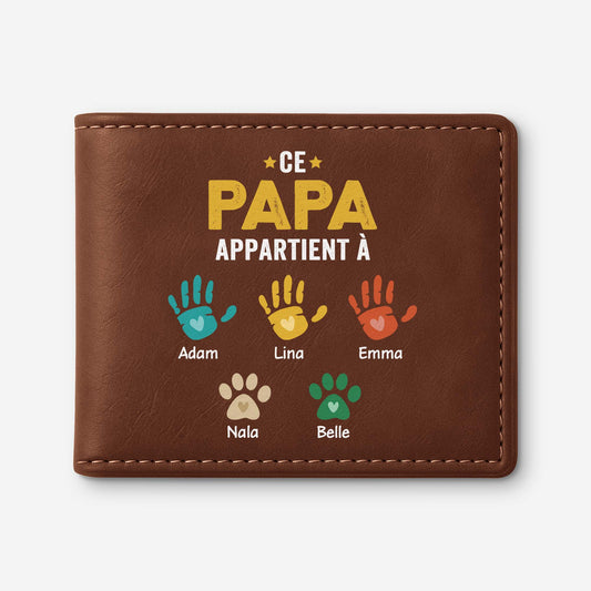 1628JFR1 portefeuille cuir personnalise ce papa appartient a empreintes de mains 1628j8q5b