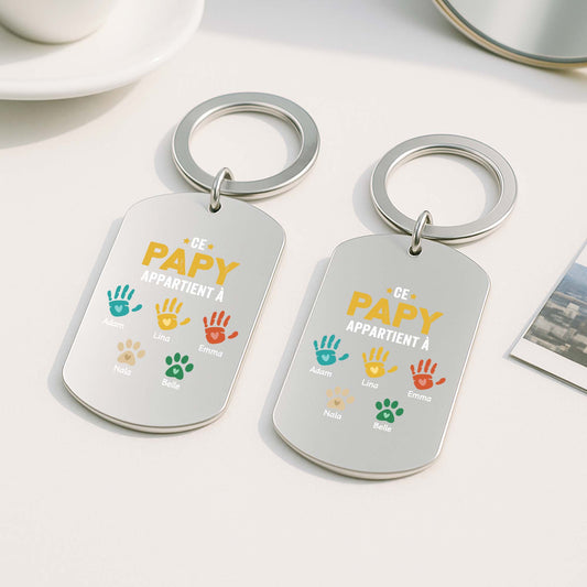 1628JFR2 porte cle aluminium personnalise ce papa appartient a empreintes colorees 1628jkq5b