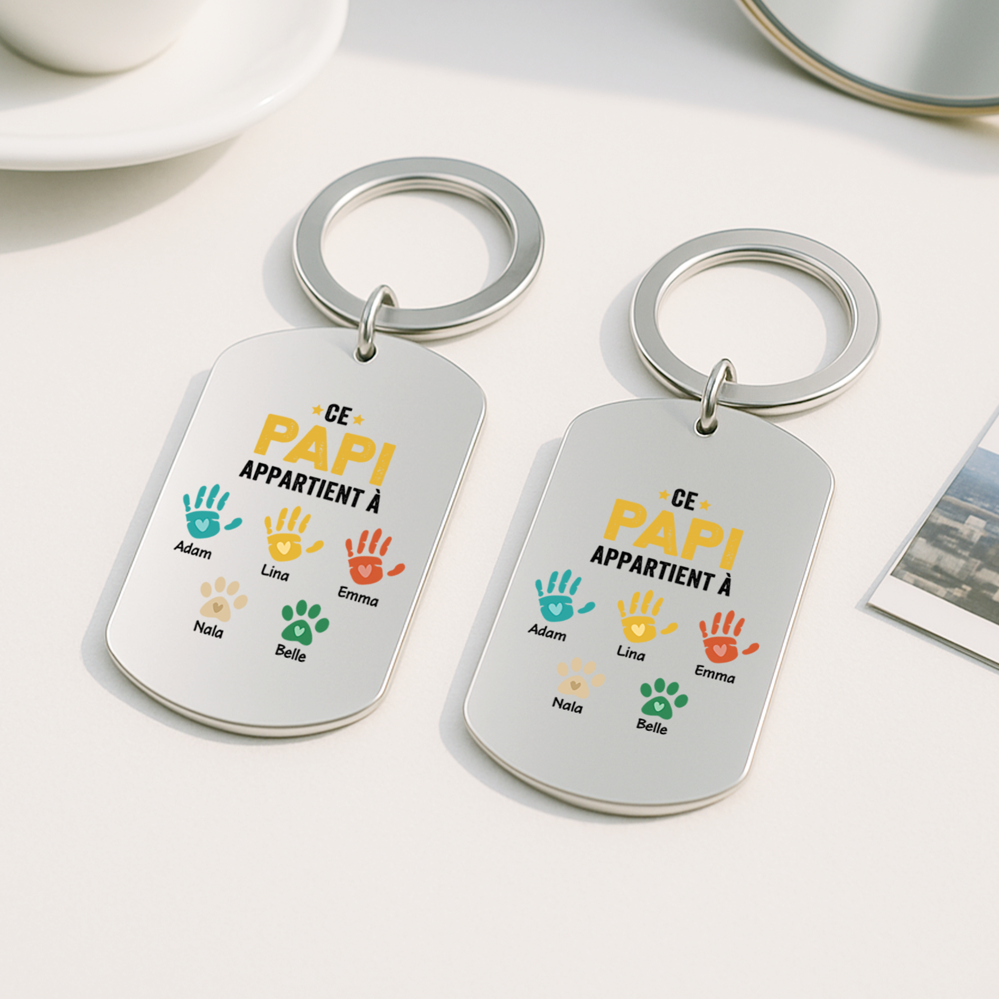 1628JFR2 porte cle aluminium personnalise ce papa appartient a empreintes colorees 1628jkq5b