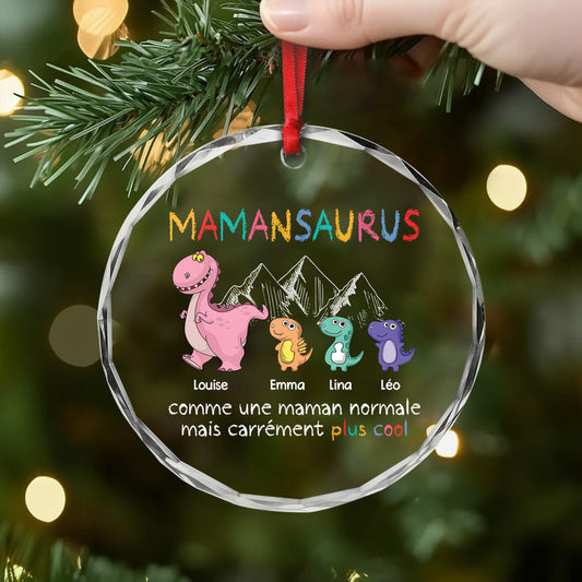 1636OFR2 ornement noel en verre personnalise papa maman papasaurus 1636o9v0b