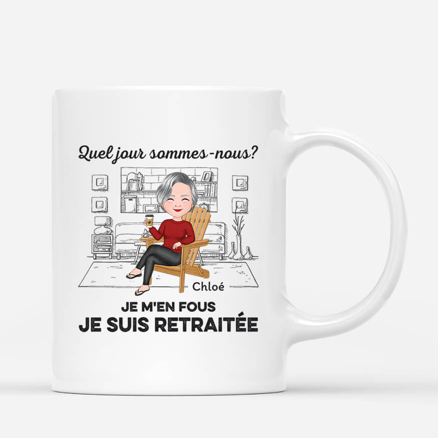 1665MFR1 mug quel jour sommes nous peu importe je suis en retraite personnalise