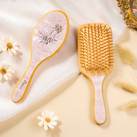 1672AFR2 brosse a cheveux personnalisee en acetate imprimee uv tenir la main de mamie maman 1672aq6p5a