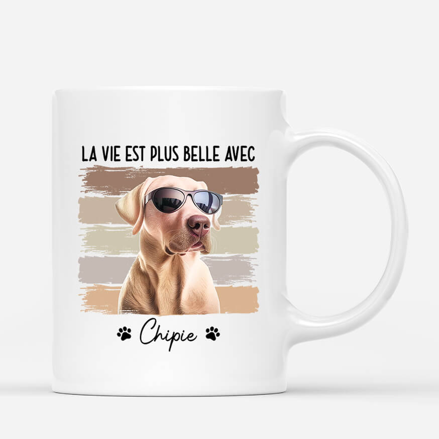 1716MFR1 mug la meilleure vie avec le chat et le chien personnalise