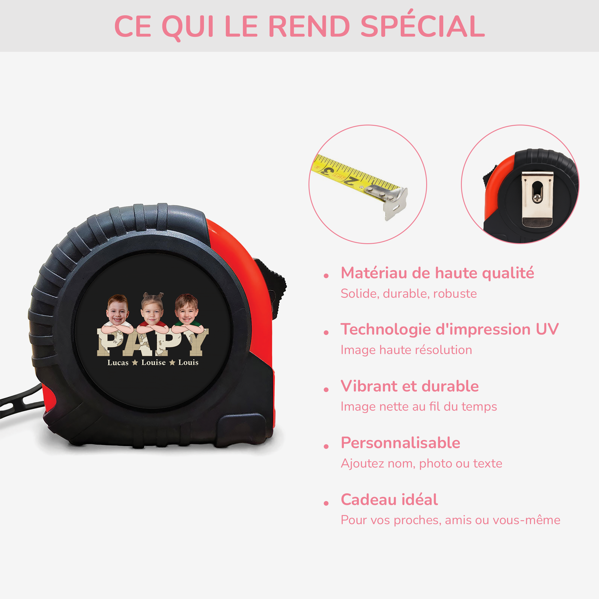 1717OFR3 metre ruban personnalisable pour papa photos des enfants 1717okhb