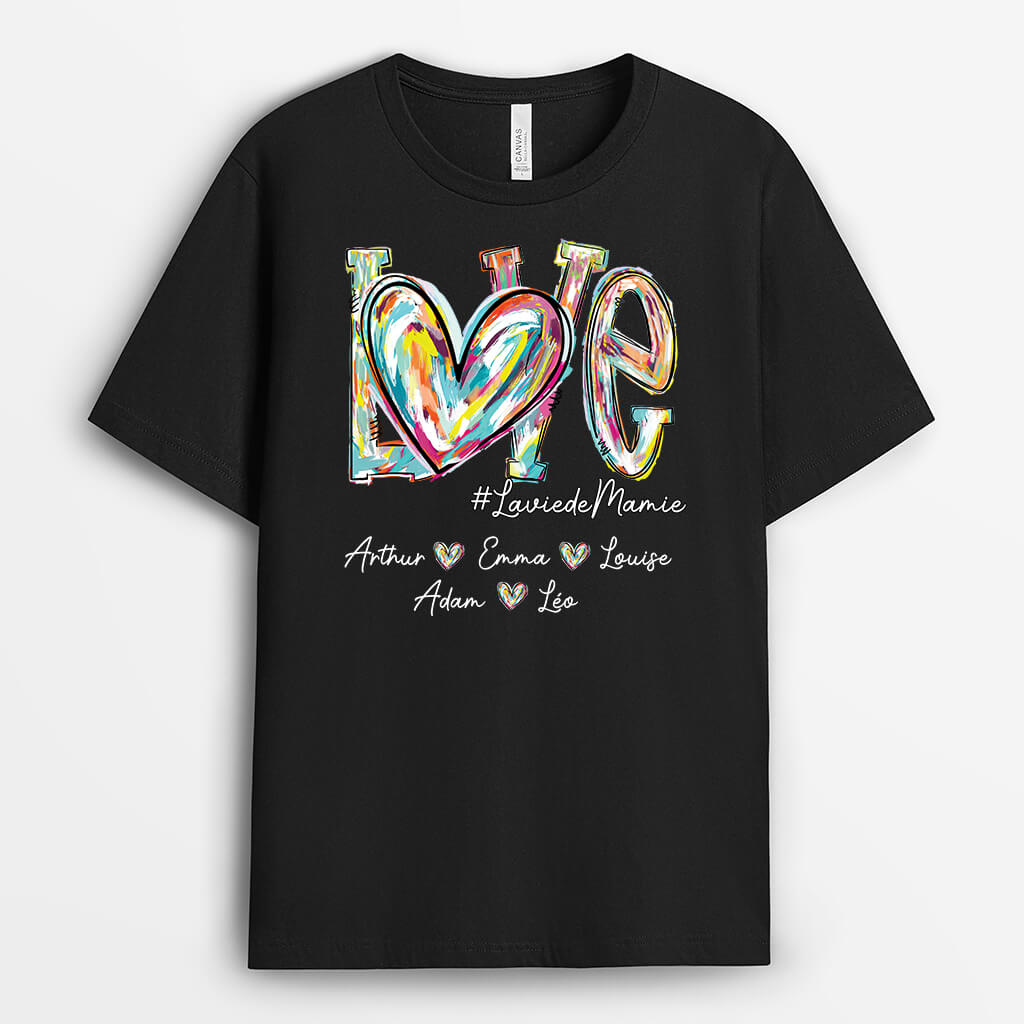 1722AFR1 t shirt la vie de maman melange de couleurs personnalise