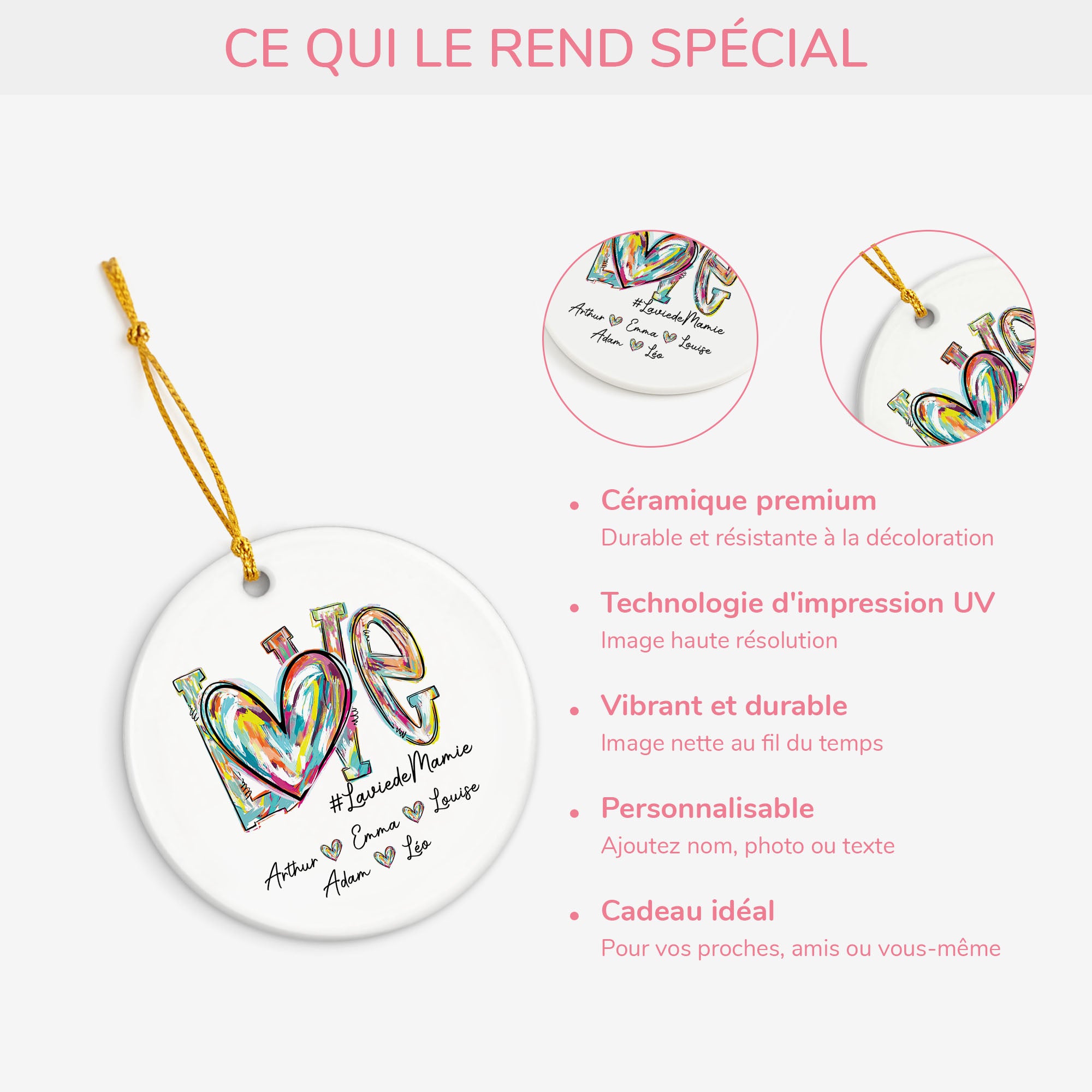 1722OFR4 ornement noel ceramique personnalise la vie de mamie 1722o3v5a