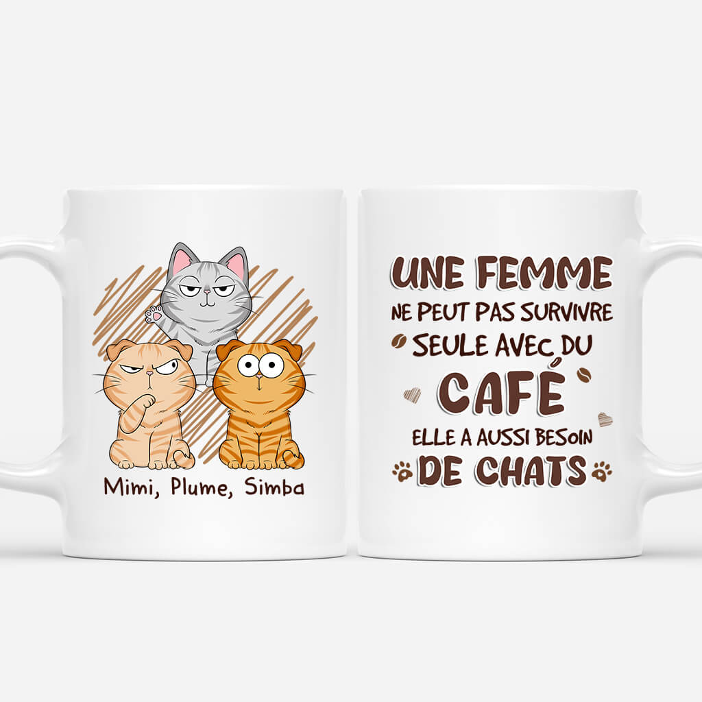 1723MFR1 t shirt une femme ne peut pas survivre seule avec du cafe personnalise