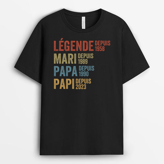 1732AFR1 t shirt legende mari pere papa depuis personnalise
