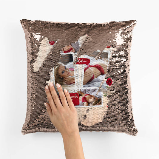 1781PFR2 coussin sequin lalbum photo prefere de _votre nom_ personnalise