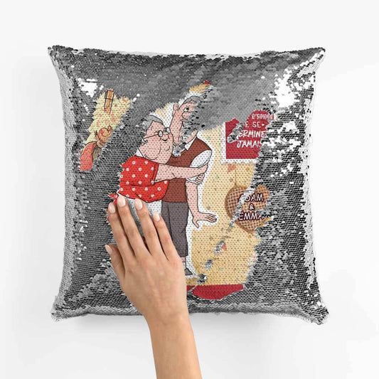 1782PFR2 coussin sequin une vraie histoire damour ne se termine jamais personnalise