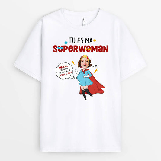 1846AFR1 t shirt tu es ma superwoman personnalise