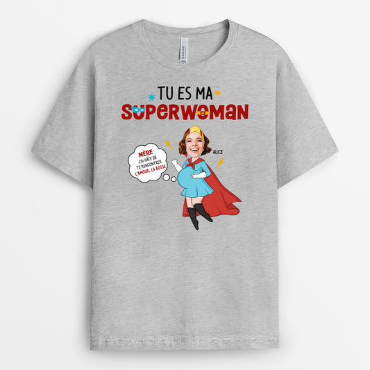 1846AFR2 t shirt tu es ma superwoman personnalise