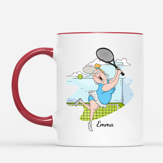 1847MFR2 mug ne sous estimez jamais une vieille dame avec une raquette de tennis personnalise