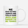 1847MFR3 mug ne sous estimez jamais une vieille dame avec une raquette de tennis personnalise