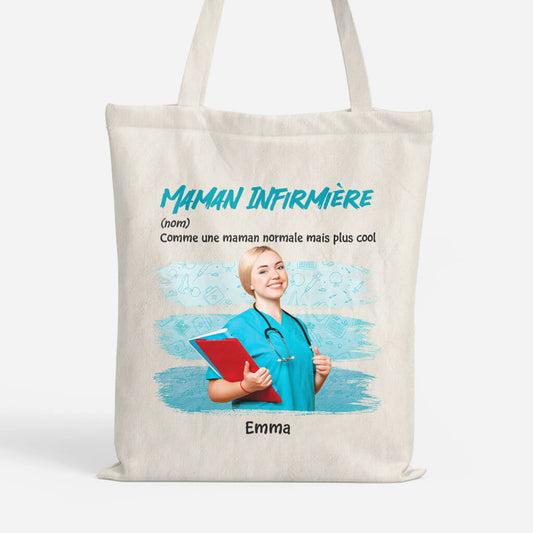 1849BFR1 tote bag maman infirmiere comme maman normale mais plus cool personnalise
