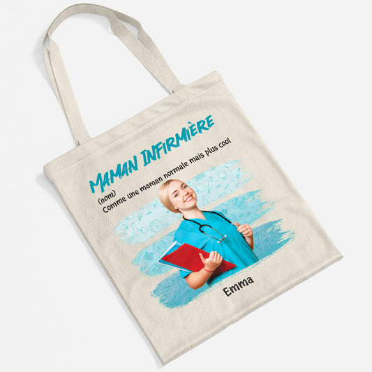 1849BFR2 tote bag maman infirmiere comme maman normale mais plus cool personnalise