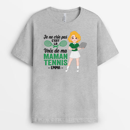 1854AFR2 t shirt je ne crie pas cest la voix de ma maman tennis personnalise