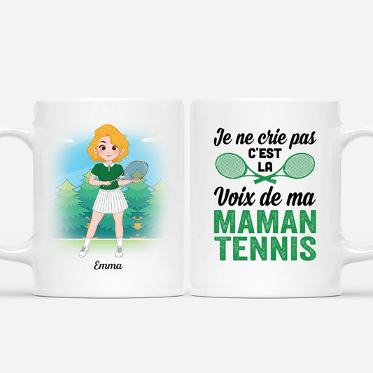 1854MFR1 mug je ne crie pas cest la voix de ma maman tennis personnalise