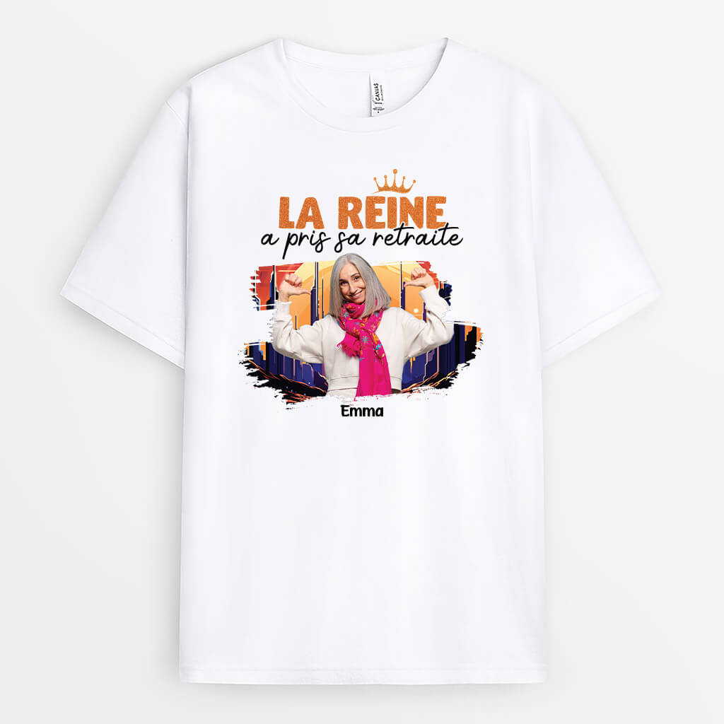 1858AFR1 t shirt la reine a pris sa retraite personnalise