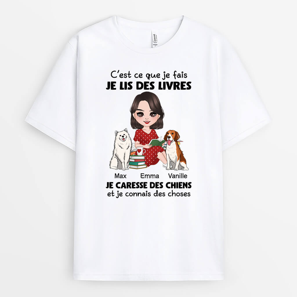 1860AFR2 t shirt cest ce que je fais livre chats et chiens personnalise