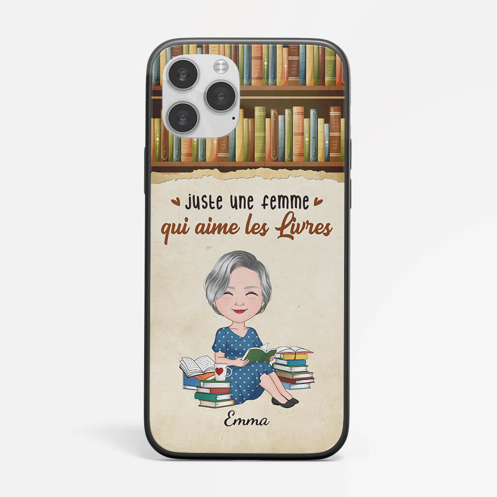 1865FFR2 coque juste une femme qui aime les livres personnalisee