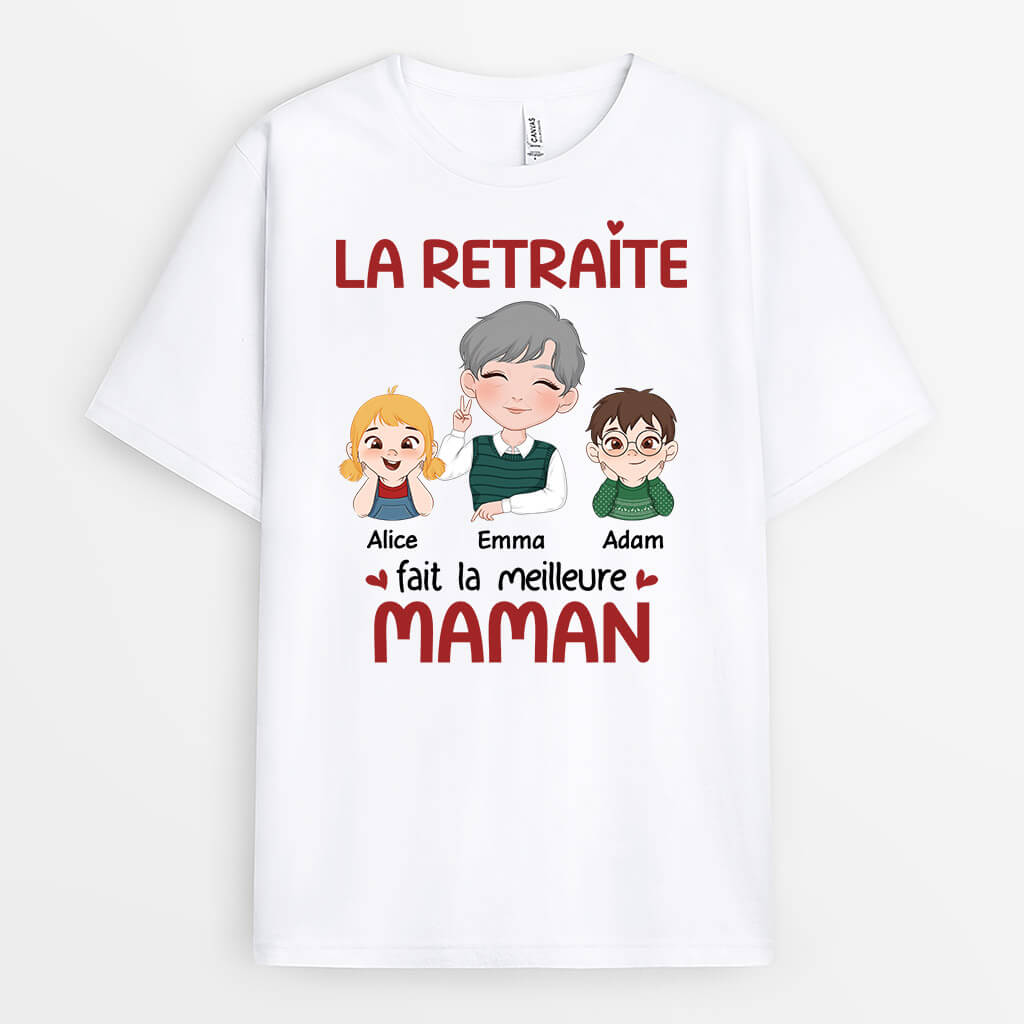 1872AFR1 t shirt la retraite fait la meilleure mamie le meilleur papi personnalise