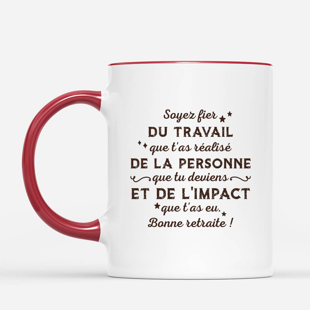 1873MFR3 soyez fier du travail que tas realise  mug retraite personnalise couple