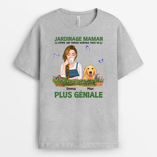 1874AFR2 t shirt jardinage maman version chien personnalise