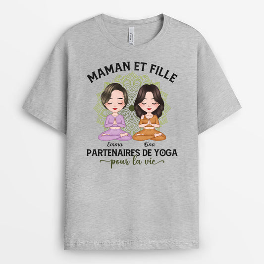 1881AFR2 t shirt maman et fille partenaires de yoga pour la vie personnalise
