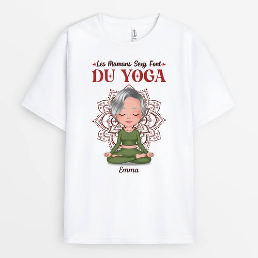 1908AFR1 t shirt les mamans sexy font du yoga personnalise