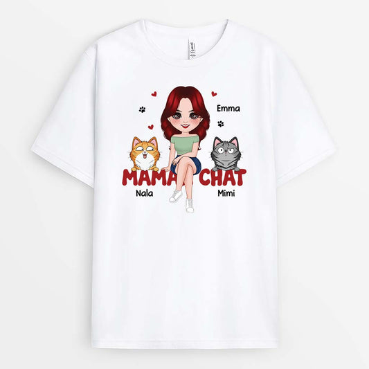 1914AFR1 t shirt maman chat personnalise